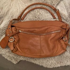 FURLA whipstitch leather hobo shoulder bag